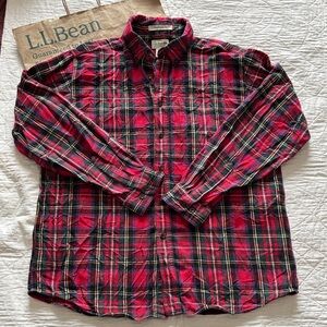 LL Bean Scotch Plaid Flannel Shirt